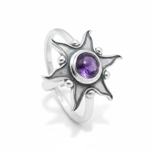 Amethyst Star Ring in Silver Rings