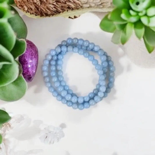Angelite Crystal Bead Bracelet 6mm Bracelets