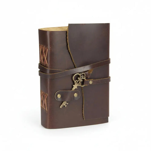 Antique Paper Leather Journal with Key 18x13cm leather journal