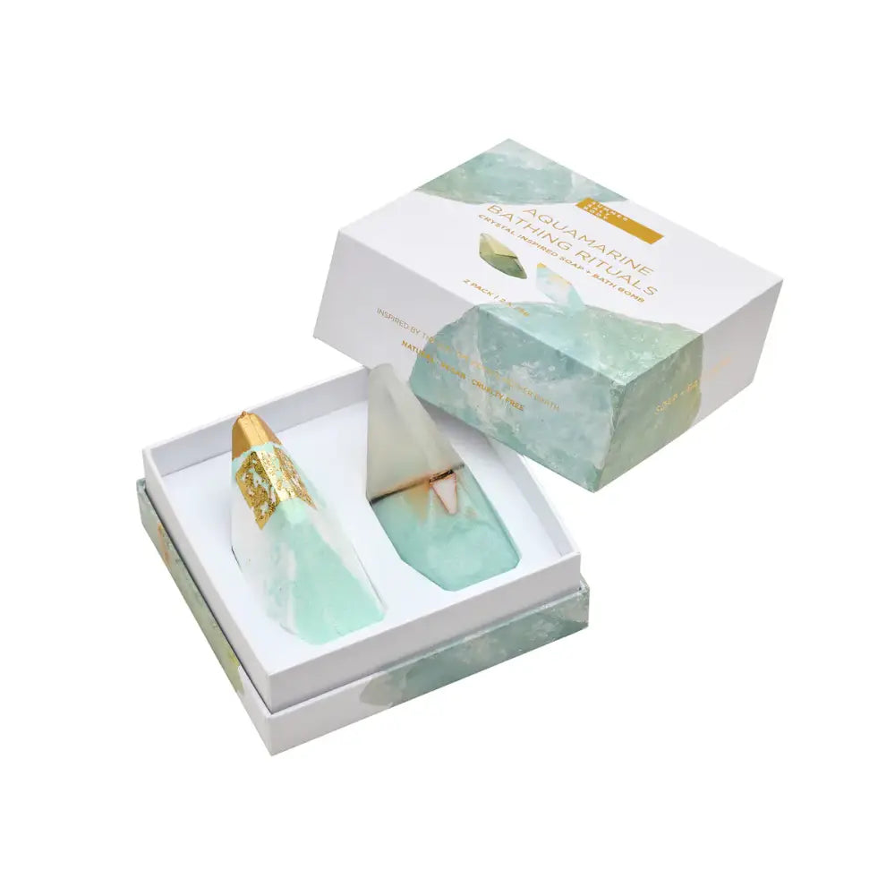 Aquamarine Bathing Rituals 2 Pack ~ Bath Bomb & Crystal Soap Bath & Body