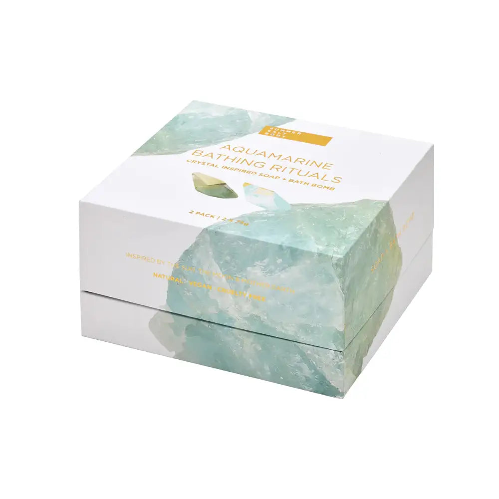 Aquamarine Bathing Rituals 2 Pack ~ Bath Bomb & Crystal Soap Bath & Body
