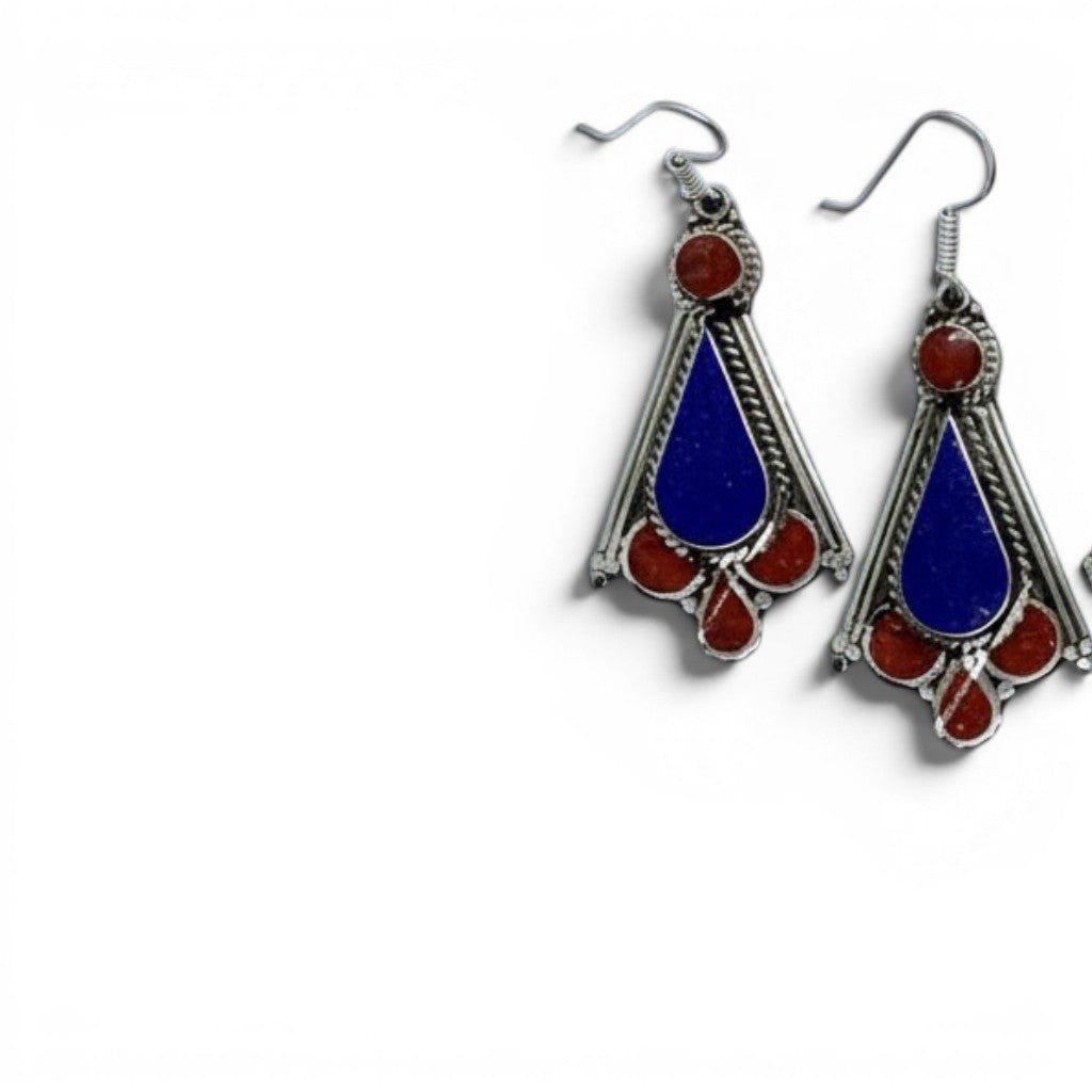 Tibetan Gypsy White Metal Earrings
