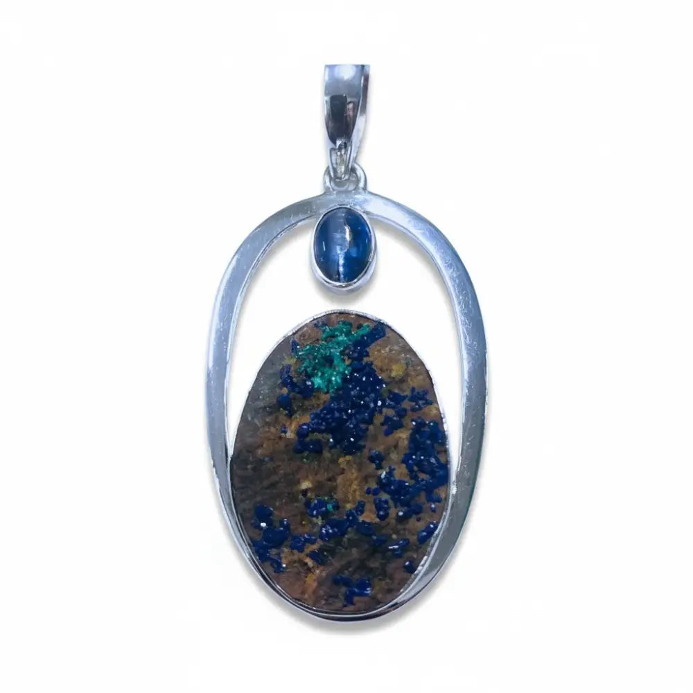 Azurite Malachite Rough Pendant in Silver PENDANT