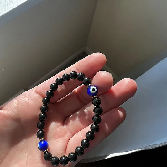 Evil Eye Black Tourmaline Gemstone Bracelet