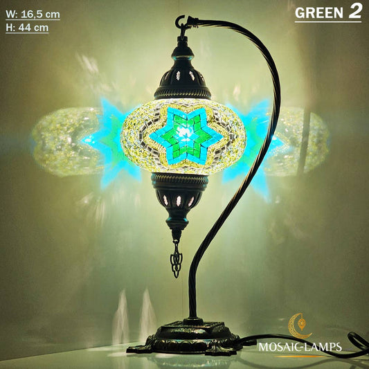 Turkish Mosaic Lamp - Gooseneck GREEN 2