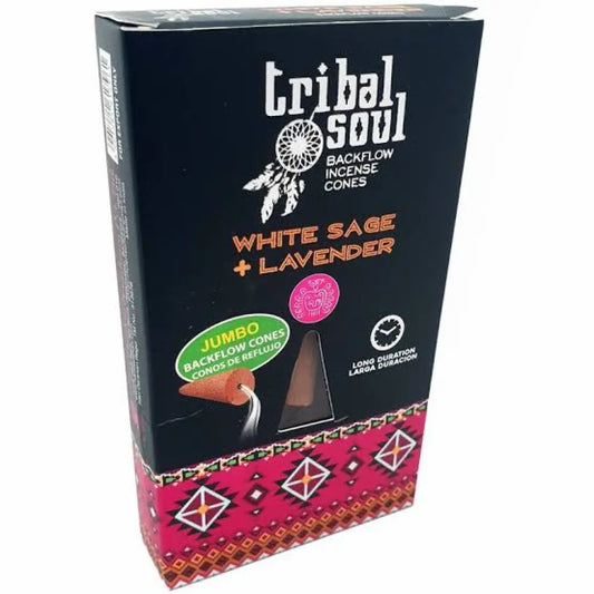 BACKFLOW INCENSE TRIBAL SOUL JUMBO CONES WHITE SAGE LAVENDER incense cone