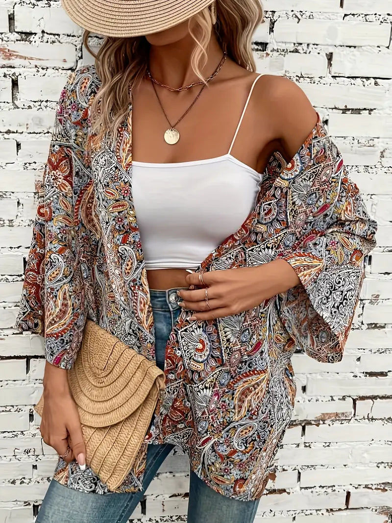 Paisley Kimono Bohemian Red Tunic