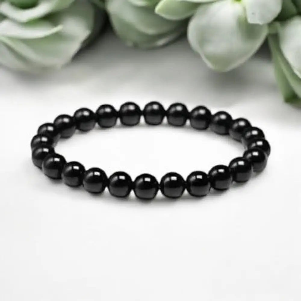 Black Agate Bead Crystal Bracelet 8mm crystal bracelet