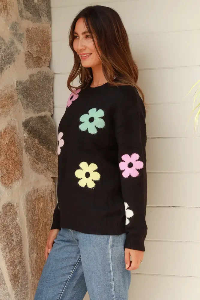 Black Flower Knit ~ Kgari Cardigan