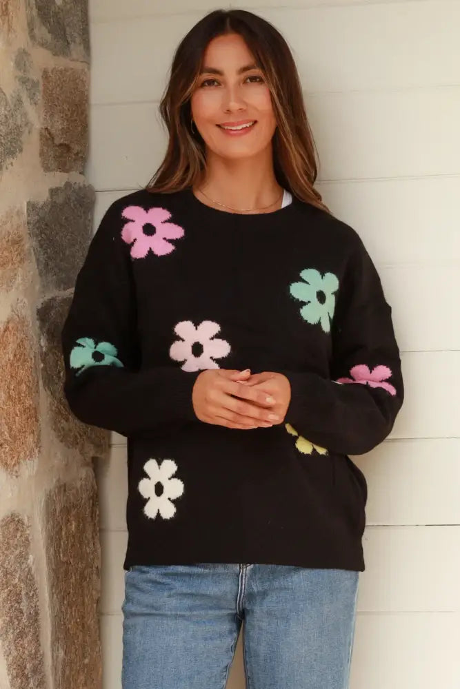 Black Flower Knit ~ Kgari Cardigan