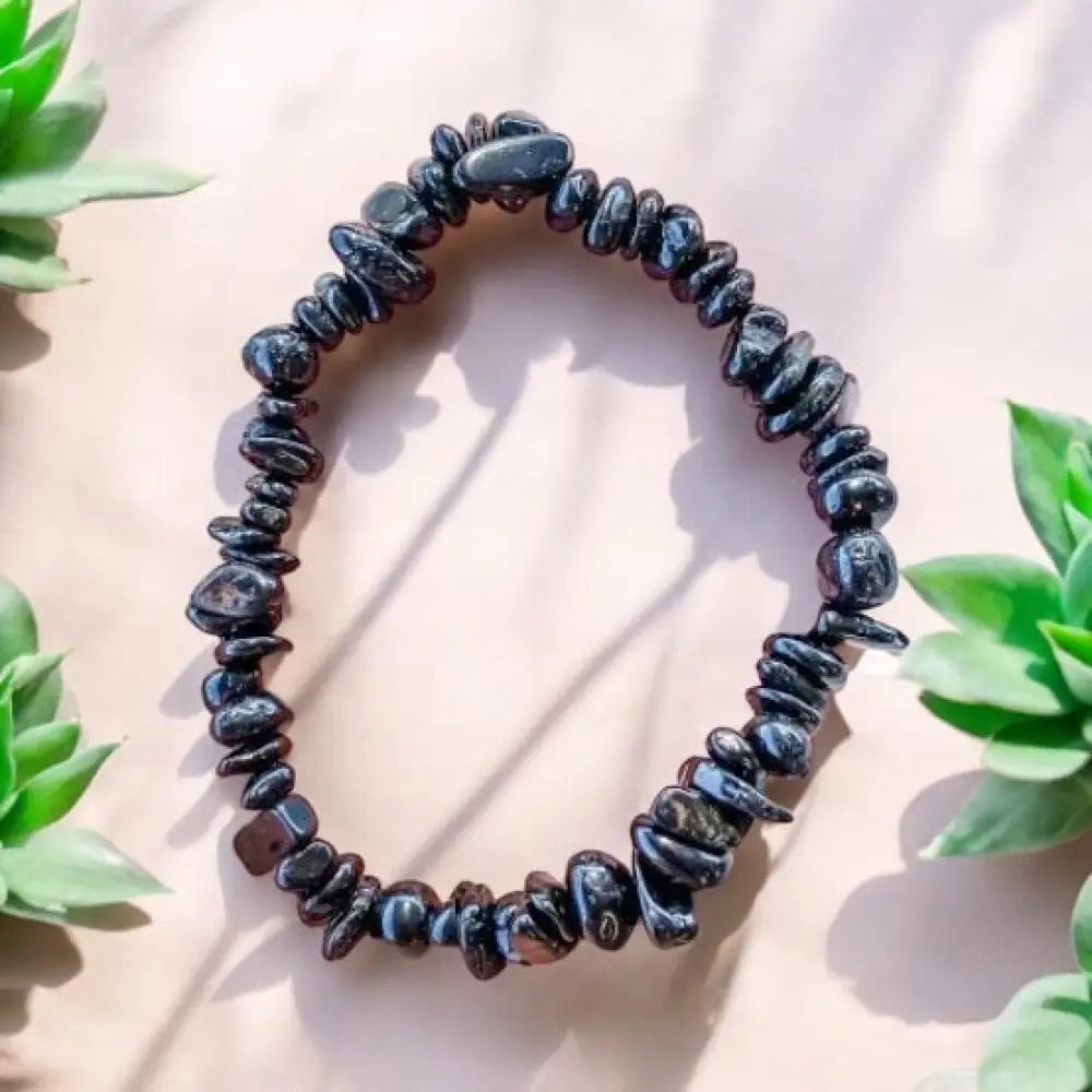Black Tourmaline Crystal Chip Bracelet ~ Shield/Protection chip bracelet