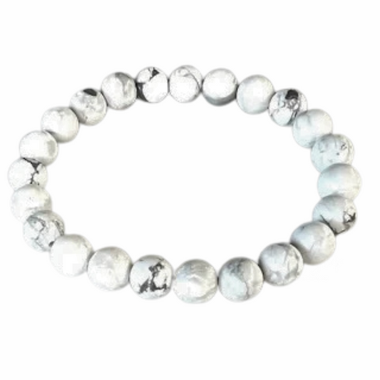 White Howlite Bead Bracelet