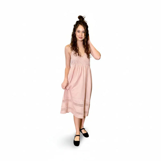Blossomtime cotton & lace slip dress. Dusty Rose Dresses