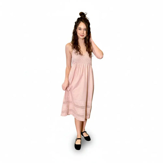 Blossomtime cotton & lace slip dress. Dusty Rose Dresses
