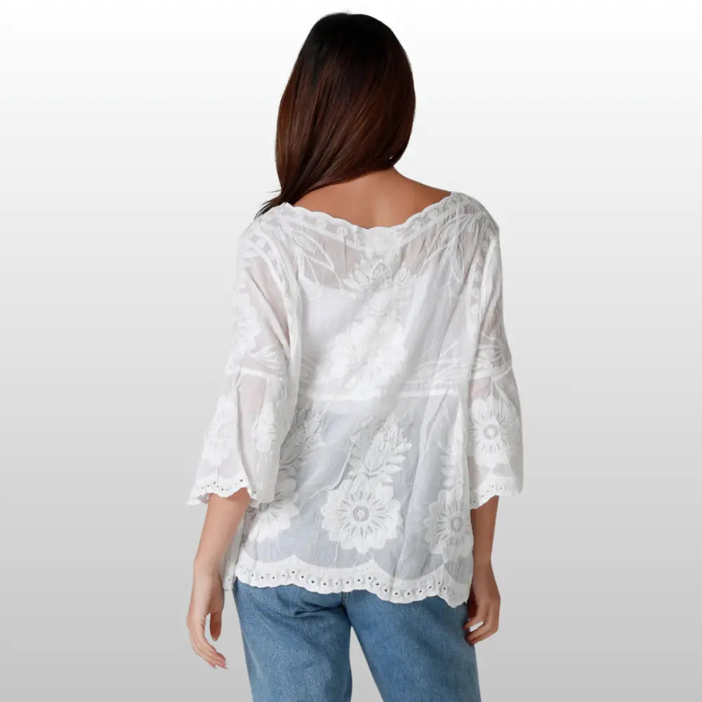 Bohemian Cotton Top Flower Top
