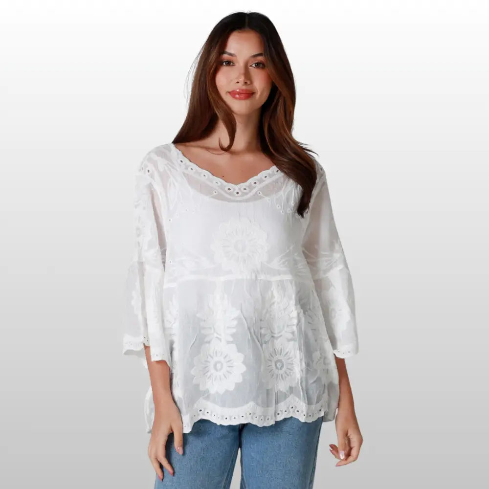 Bohemian Cotton Top Flower Top