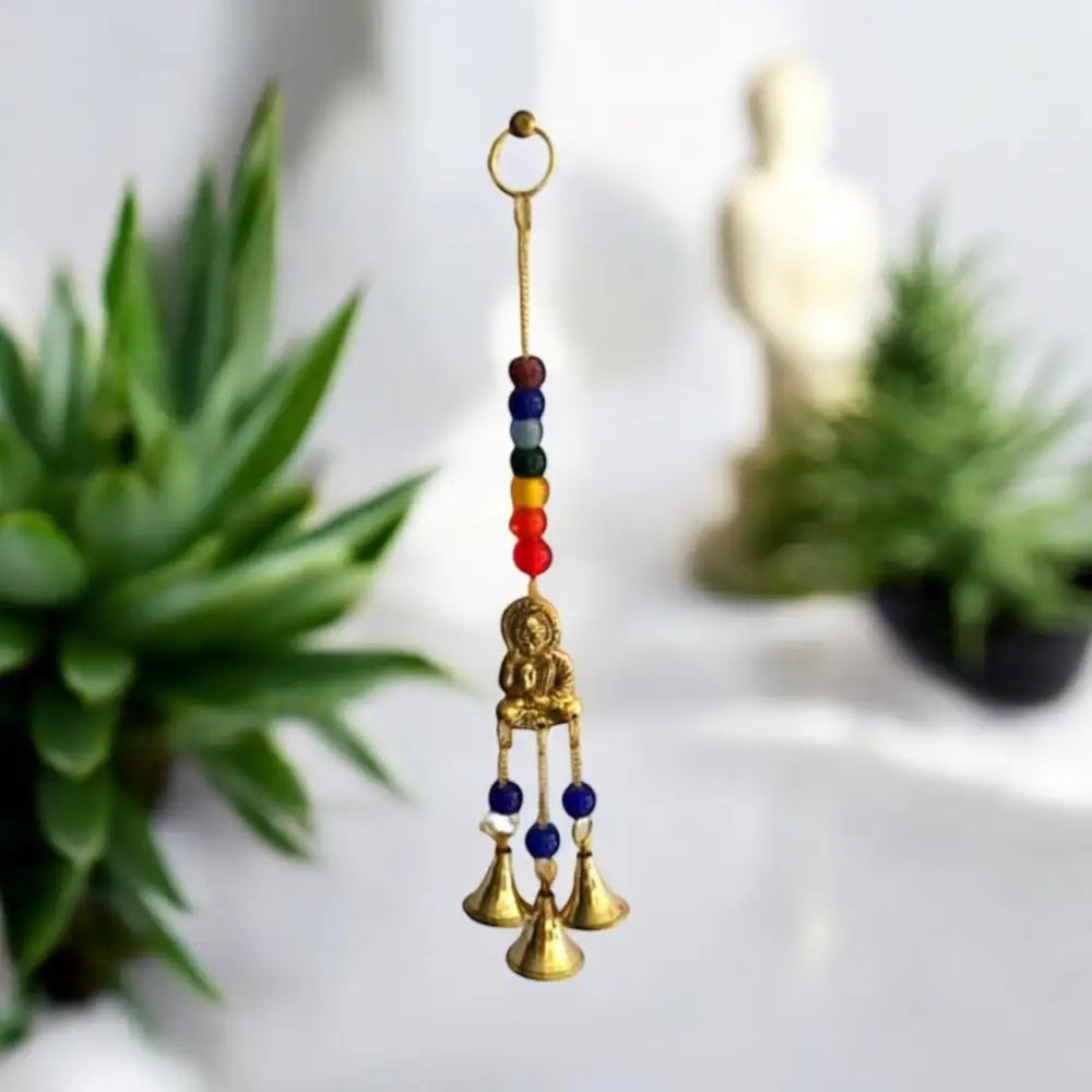 Brass Wind Chime BUDDHA 7 CHAKRA with Glass Beads buddha bells