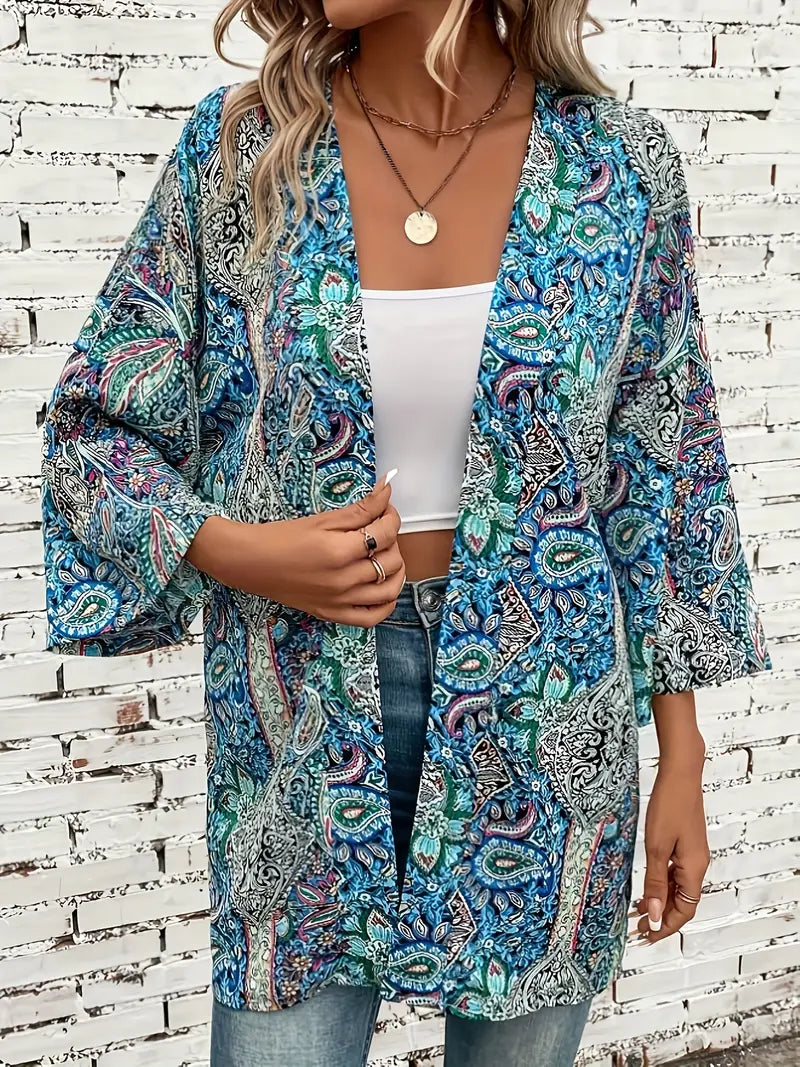 Paisley Kimono Bohemian Aqua Tunic