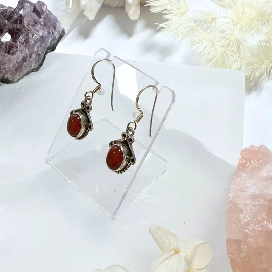 Carnelian Oval Silver Earring Earrings