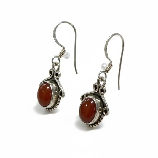 Carnelian Oval Silver Earring Earrings