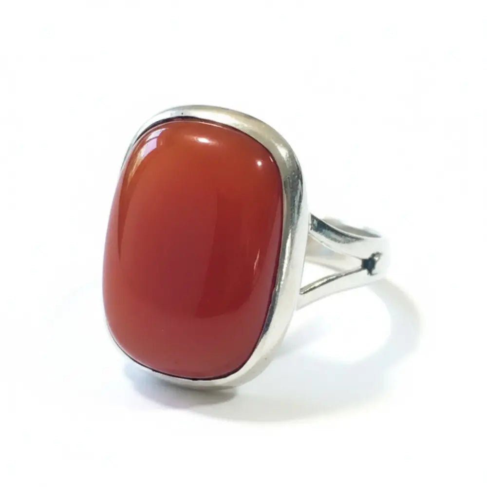 Carnelian Rectangle Silver Ring Rings