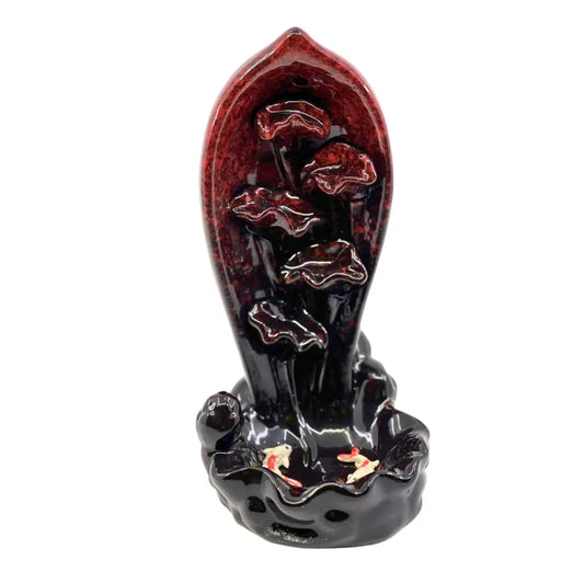 Ceramic Backflow Cone Burner KOI POND Red incense backflow