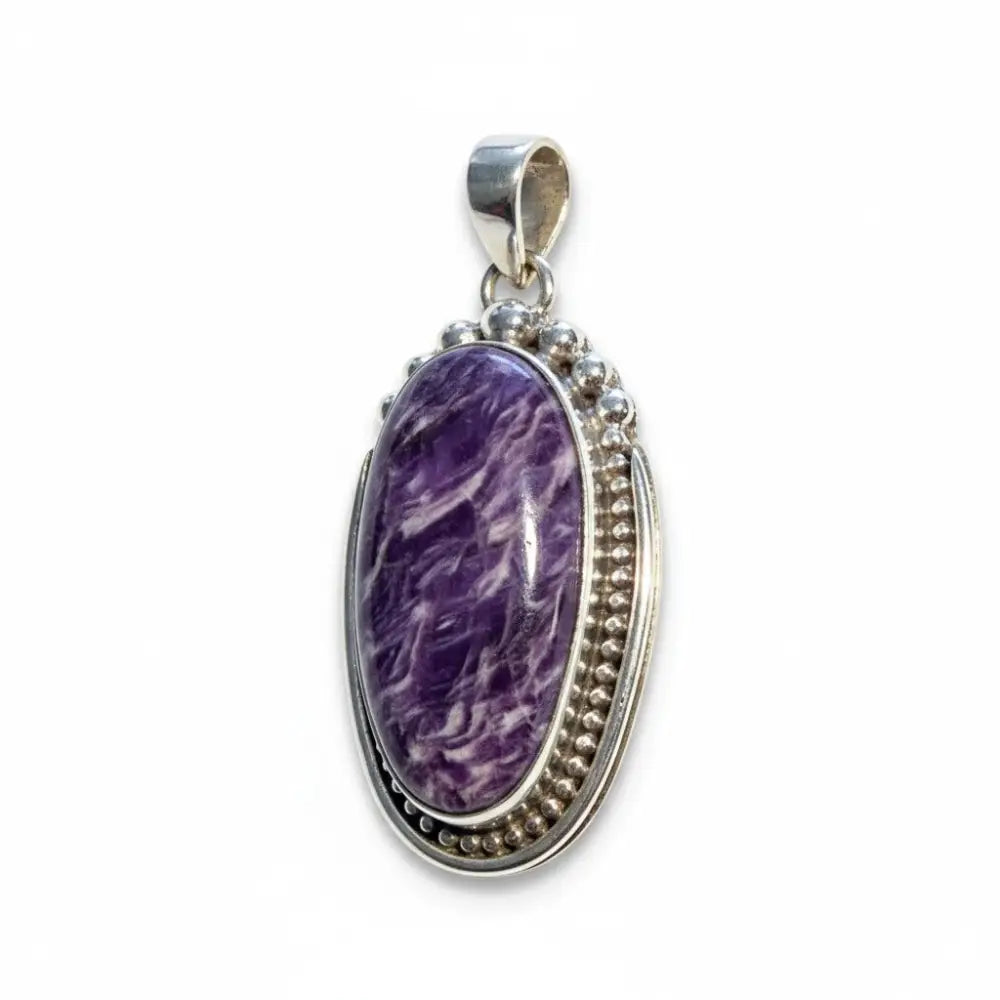 Charoite Filagree Pendant in Silver PENDANT