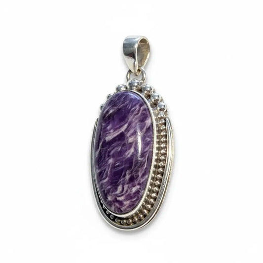 Charoite Filagree Pendant in Silver PENDANT