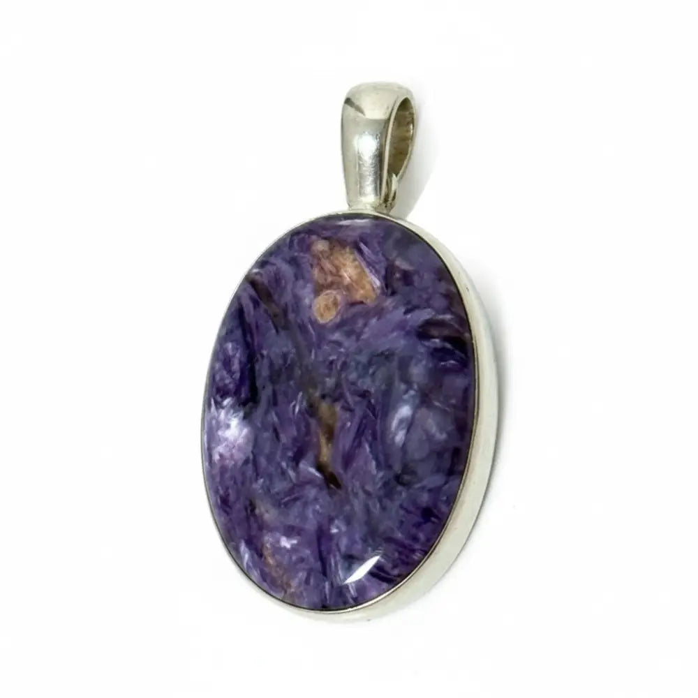 Charoite Oval Pendant Silver Pendant