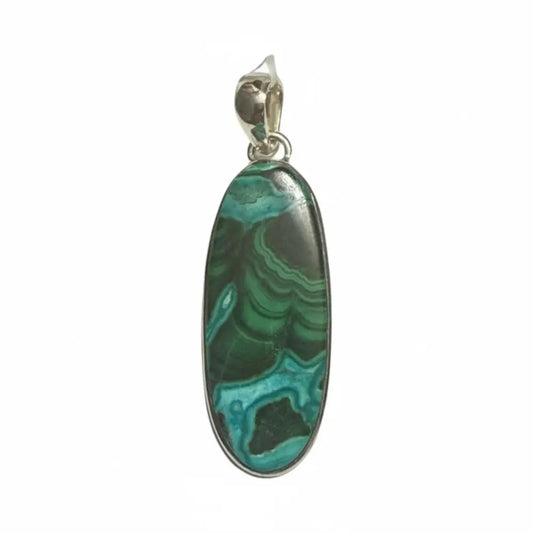 Chrysocolla Oval Pendant in Silver PENDANT