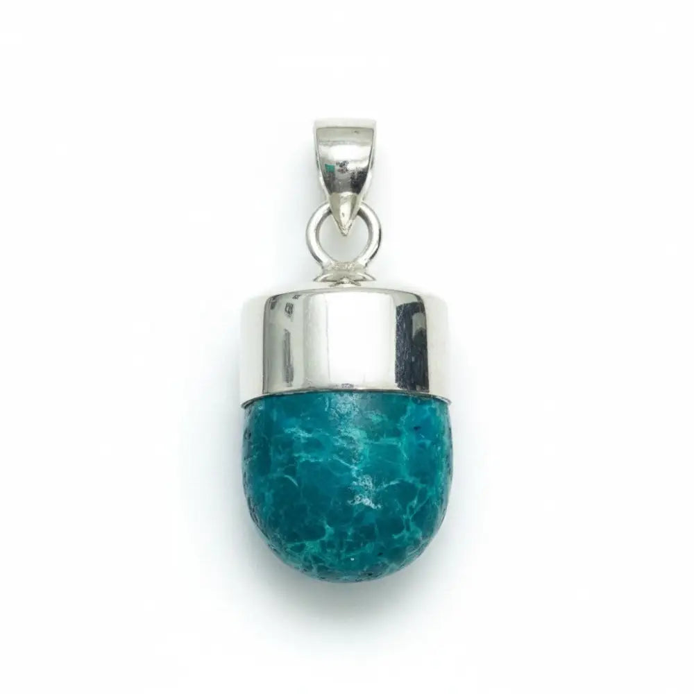 Chrysocolla Tooth Pendant Silver Pendant
