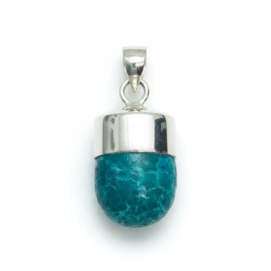 Chrysocolla Tooth Pendant Silver Pendant