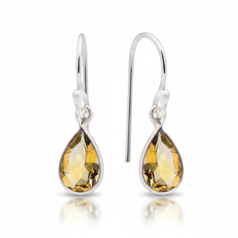Citrine Faceted Earring in Silver Earrings