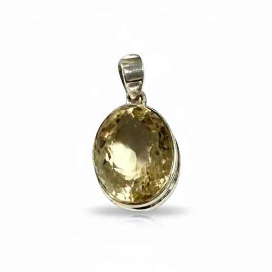 Citrine Oval Faceted Silver Pendant Charms & Pendants