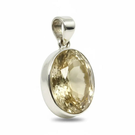 Citrine Oval Faceted Silver Pendant Charms & Pendants