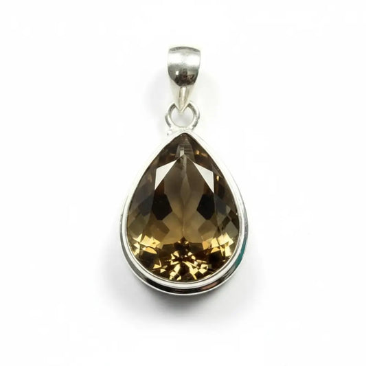 Citrine Teardrop Faceted Silver Pendant Charms & Pendants