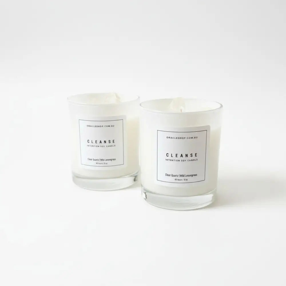 CLEANSE Intention Soy Candle - Clear Quartz / Wild Lemongrass crystal candle