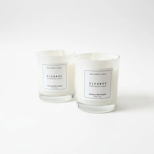 CLEANSE Intention Soy Candle - Clear Quartz / Wild Lemongrass crystal candle