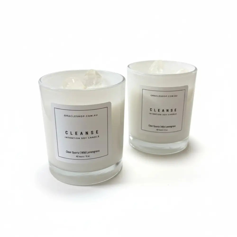 CLEANSE Intention Soy Candle - Clear Quartz / Wild Lemongrass crystal candle