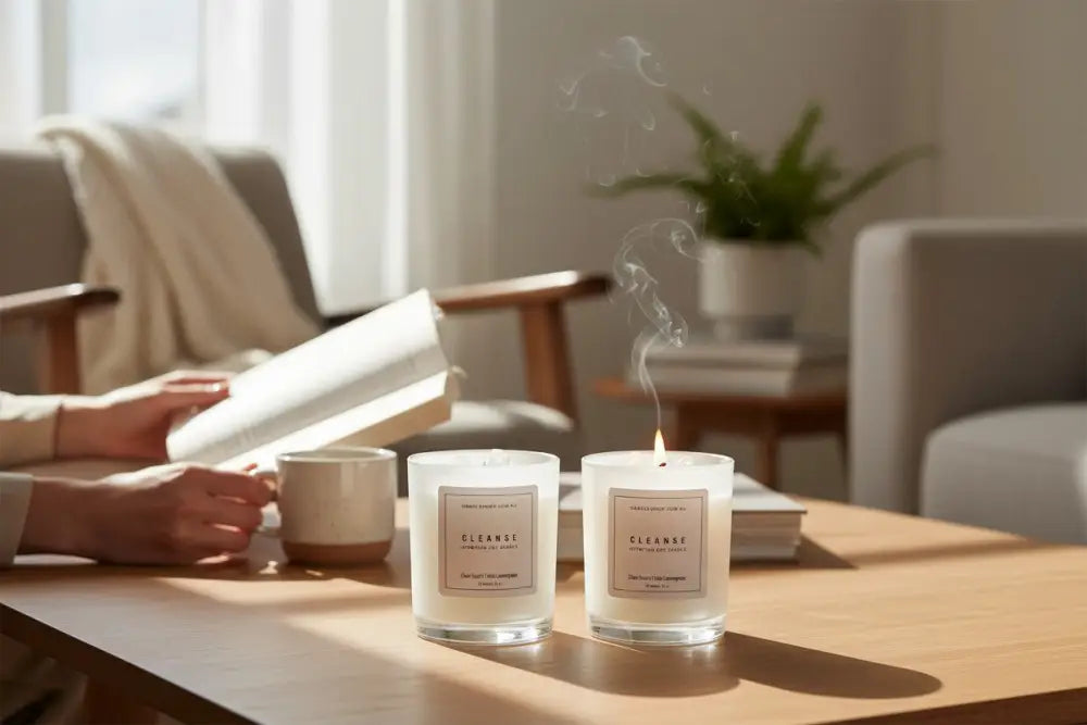 CLEANSE Intention Soy Candle - Clear Quartz / Wild Lemongrass crystal candle