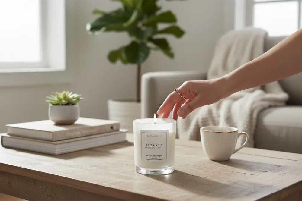 CLEANSE Intention Soy Candle - Clear Quartz / Wild Lemongrass crystal candle