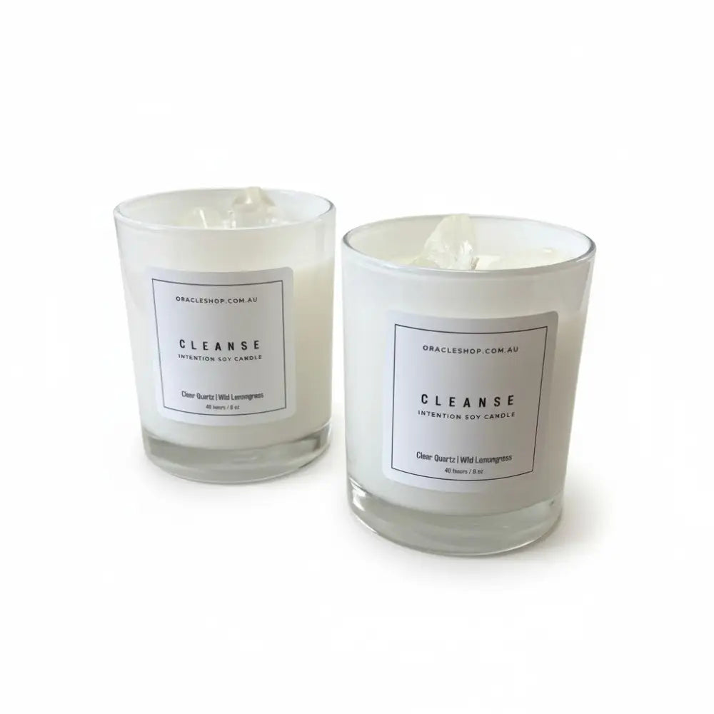 CLEANSE Intention Soy Candle - Clear Quartz / Wild Lemongrass crystal candle