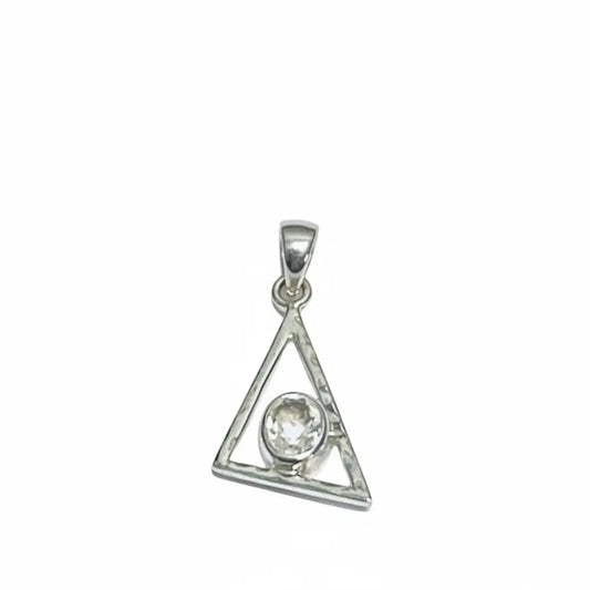Clear Quartz Aztec Pendant Silver Pendant