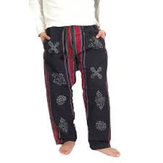 Cotton Block Tibetan Pants with Cargo Pockets Pants