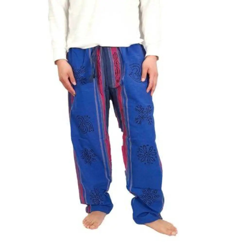Cotton Block Tibetan Pants with Cargo Pockets Pants