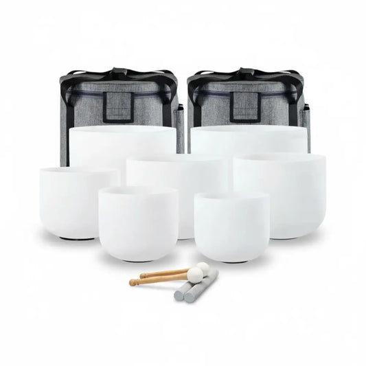 Crystal Singing Bowls - Chakra - Set of 7 with Carry Cases. crystal Singing bowl