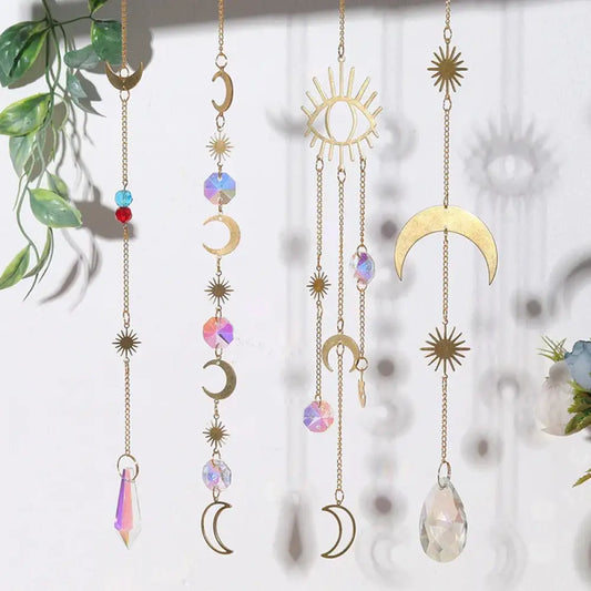 Crystal Suncatcher Sun and Moon Necklaces
