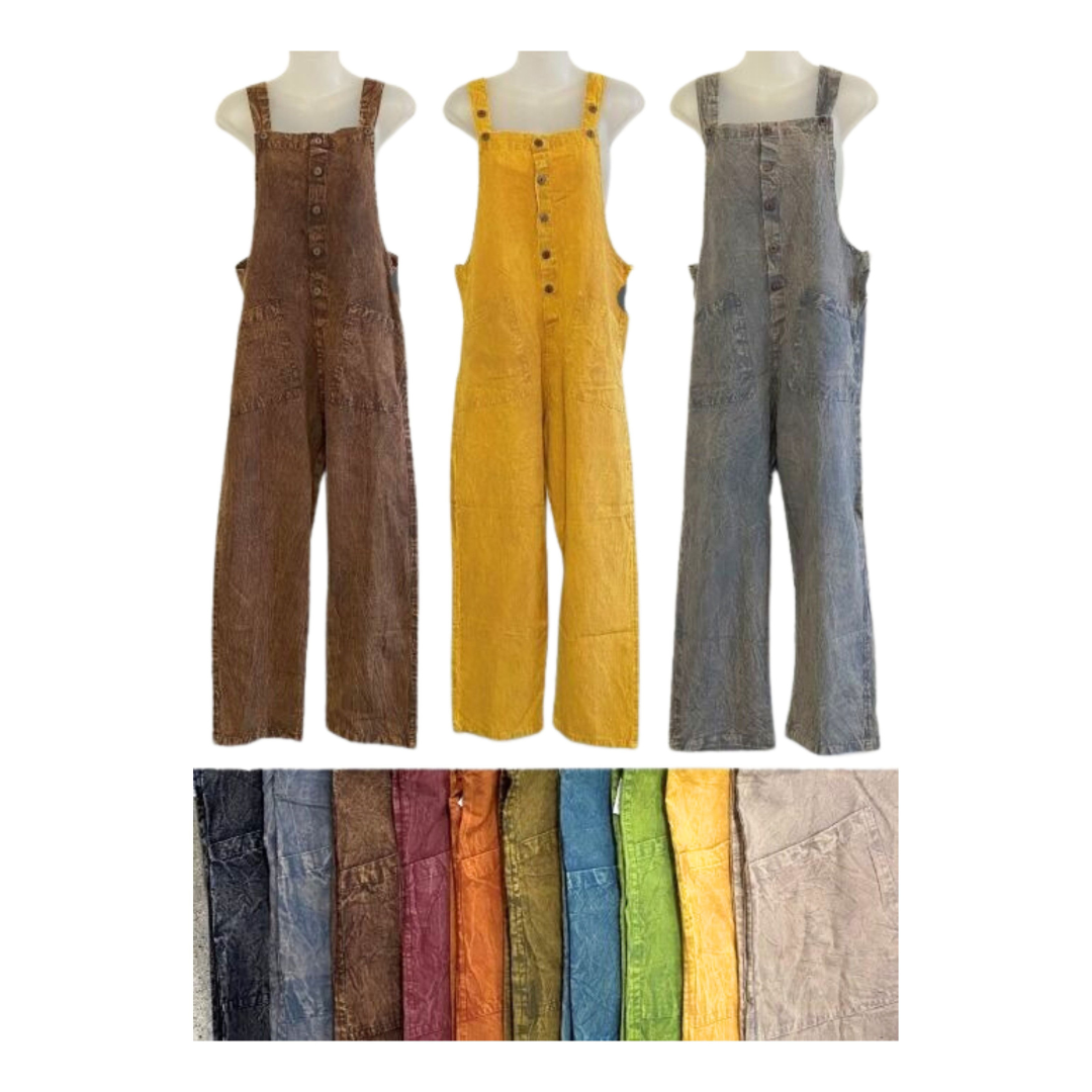 Cotton Stonewashed Overalls /Dungarees - Boho Festival Tibetan