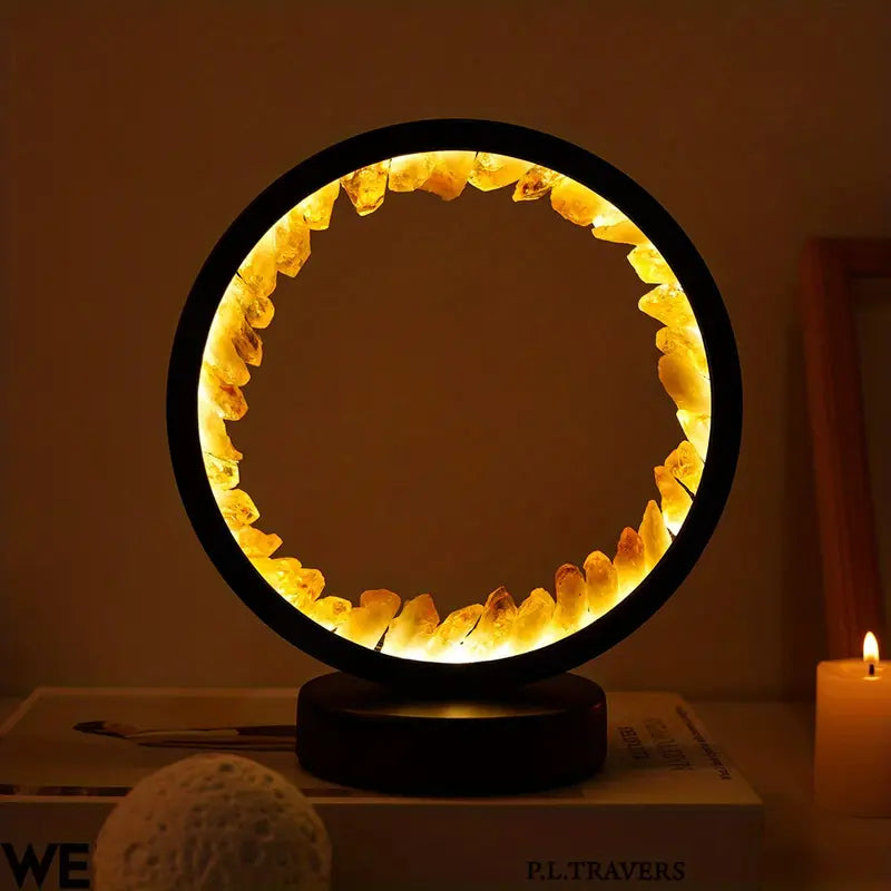 Citrine Crystal Circular Lamp