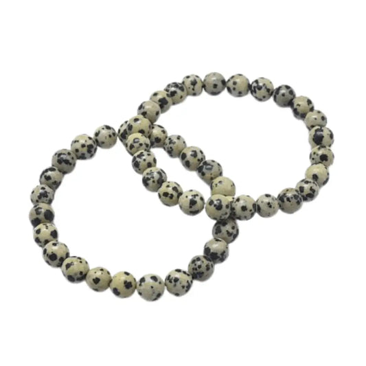 Dalmatian Jasper Crystal Bead Bracelet 8mm Bracelets